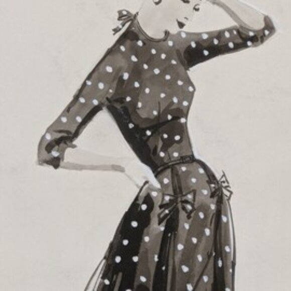 Preppy Tory Burch Navy Blue Flats with White Polka Dots - Picture 2 of 9